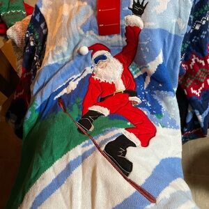 NEW Blizzard Bay Santa SNOWBOARDING Trick Ugly Funny Christmas Sweater Medium